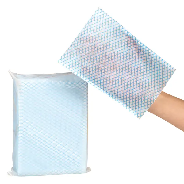 Waschhandschuhe (50 Stk.) blau/weiß Vliesstoff 15x23cm