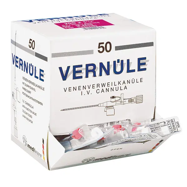 Vernüle rosa Venenverweilkanüle 20G x 1 1/4" 1,1 x 32mm 50 Stk./Pkg.