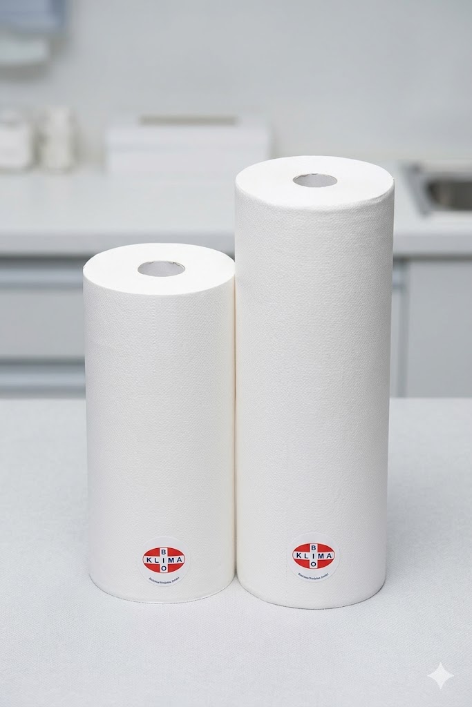Rollen Ärztekrepp 2-lagig 40cm breit, 150m lang, perf. Preis/Rolle, 6 Rollen/VE