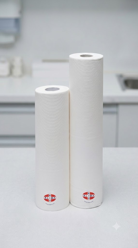Rollen Ärztekrepp 2-lagig 50cm breit, 50m lang, perf. Preis/Rolle, 9 Rollen/VE